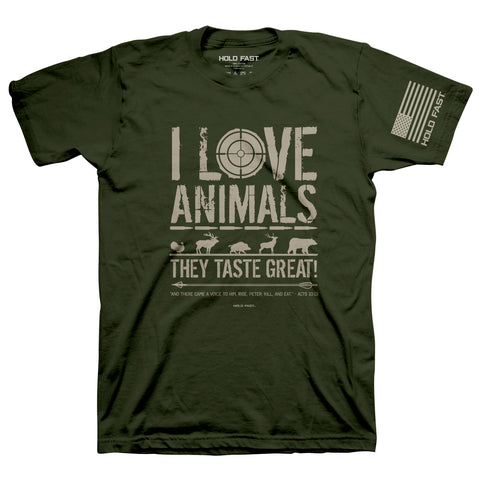eating-animals-mens-religious-t-shirt-hold-fast